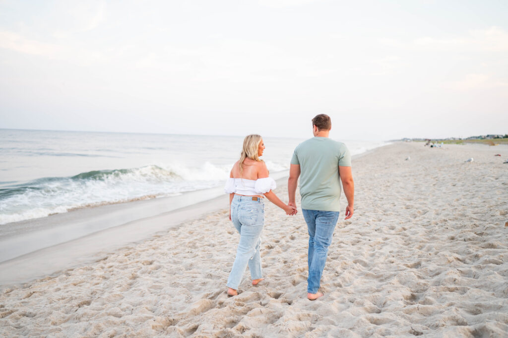 point pleasant engagement photo session down the shore sunset summer beach new jersey outfit ideas 