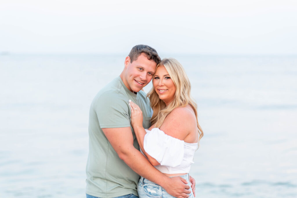 point pleasant engagement photo session down the shore sunset summer beach new jersey outfit ideas 